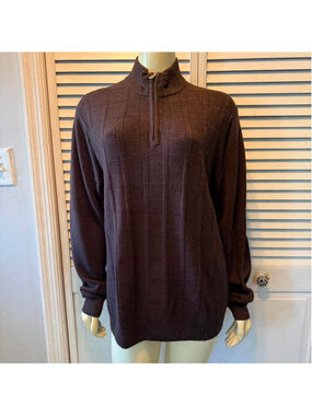 Men's John Bartlett Zip Up Sweater, Size L, Brown